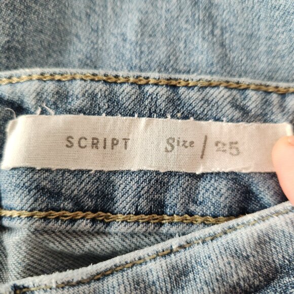 Pilcro Script Womens Faux Pearl Embellished Skinny Jeans Sz 25 Light Wash Glam - Picture 3 of 16